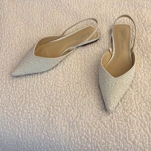 Betsey Johnson White Flats with Silver Accents